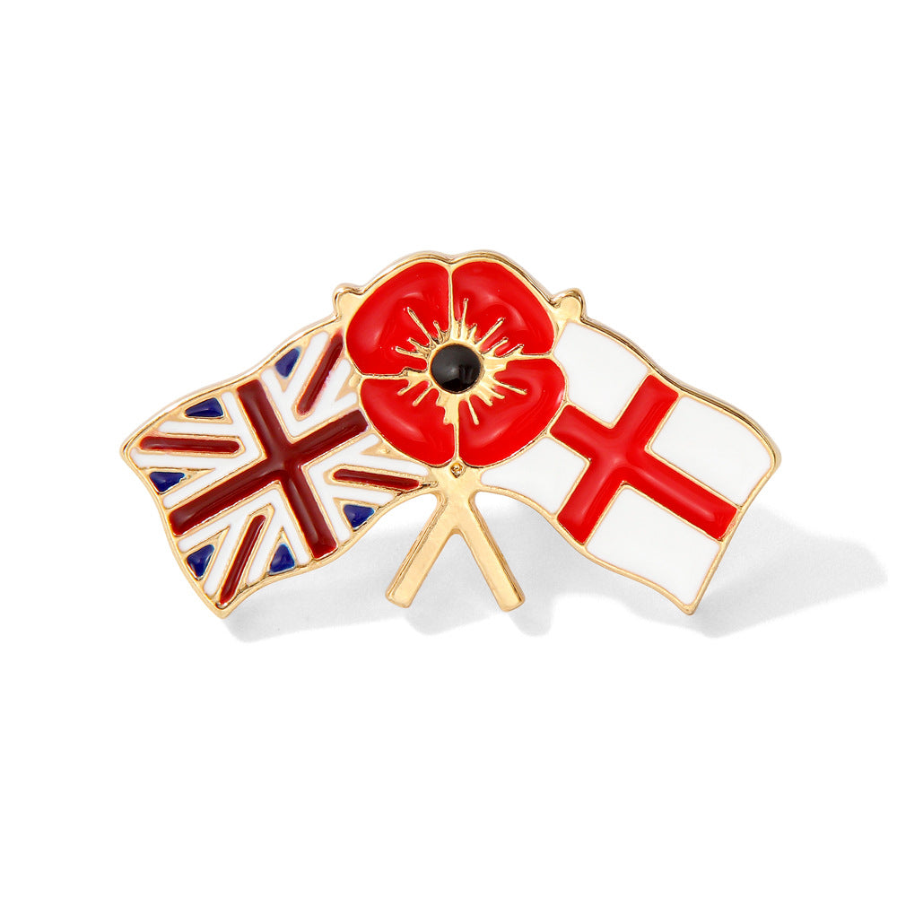 Union Jack X England X Poppy Badge