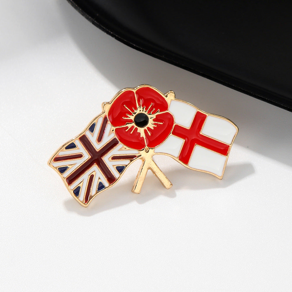 Union Jack X England X Poppy Badge