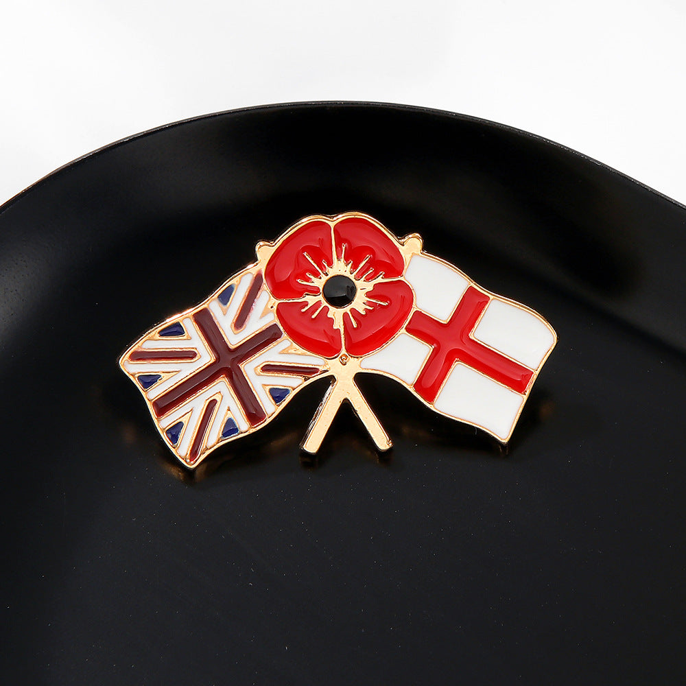 Union Jack X England X Poppy Badge